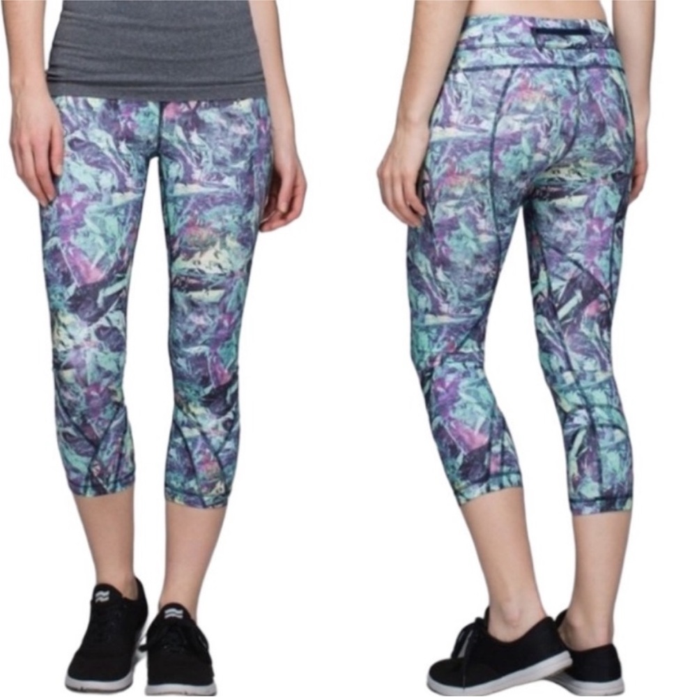 LULULEMON run: inspire crop II all full on luxtreme  in iridescent multi size 10
